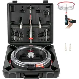 Adjustable Hole Saw Cutter Kit, 1-5/8' To 8' (40-200 Mm), Twin Blade Recessed Hole Saw With PC Dust Shield, Two Replaceable Pilot Drill Bits, For Recessed Lights, Ceiling Speakers, Vent Holes