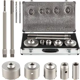 Concrete Hole Saw Kit, 1-2/11', 1-3/5', 2-9/16', 3-5/32', 3-15/16' Drill Bit Set SDS Plus & SDS MAX Shank Wall Hole Cutter W/a 4-1/3' Connecting Rod For Concrete, Cement, Stone Wall, Masonry