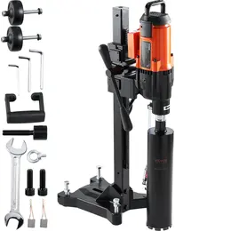 10in Concrete Core Drill Rig, Stand, Wheels, 750RPM, 1-1/4" Thread, 2500W