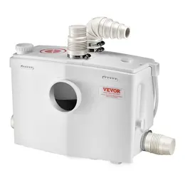 Macerator Pump, 1200W, 48 GPM Flow, 33 Ft Head Lift for Toilet, Basement, Sink