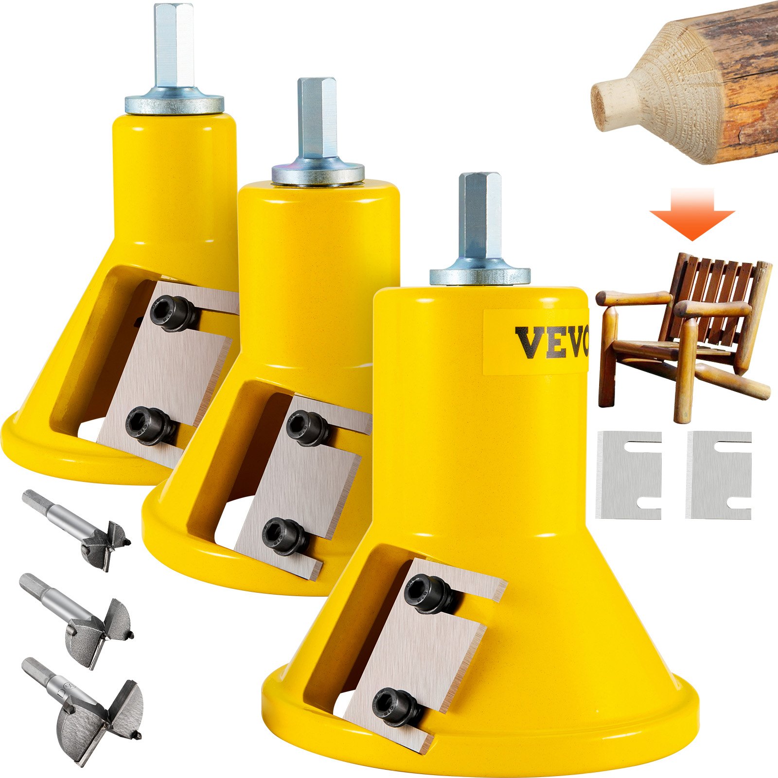 Tenon Cutter, 1'/25.4mm & 1.5'/38mm & 2'/50.8mm, With Dual Straight Blades & Button Screws Home Master Kit, Premium Aluminum & Steel Log Furniture Cutter, Commercial Starter’s Tool For Home DIY