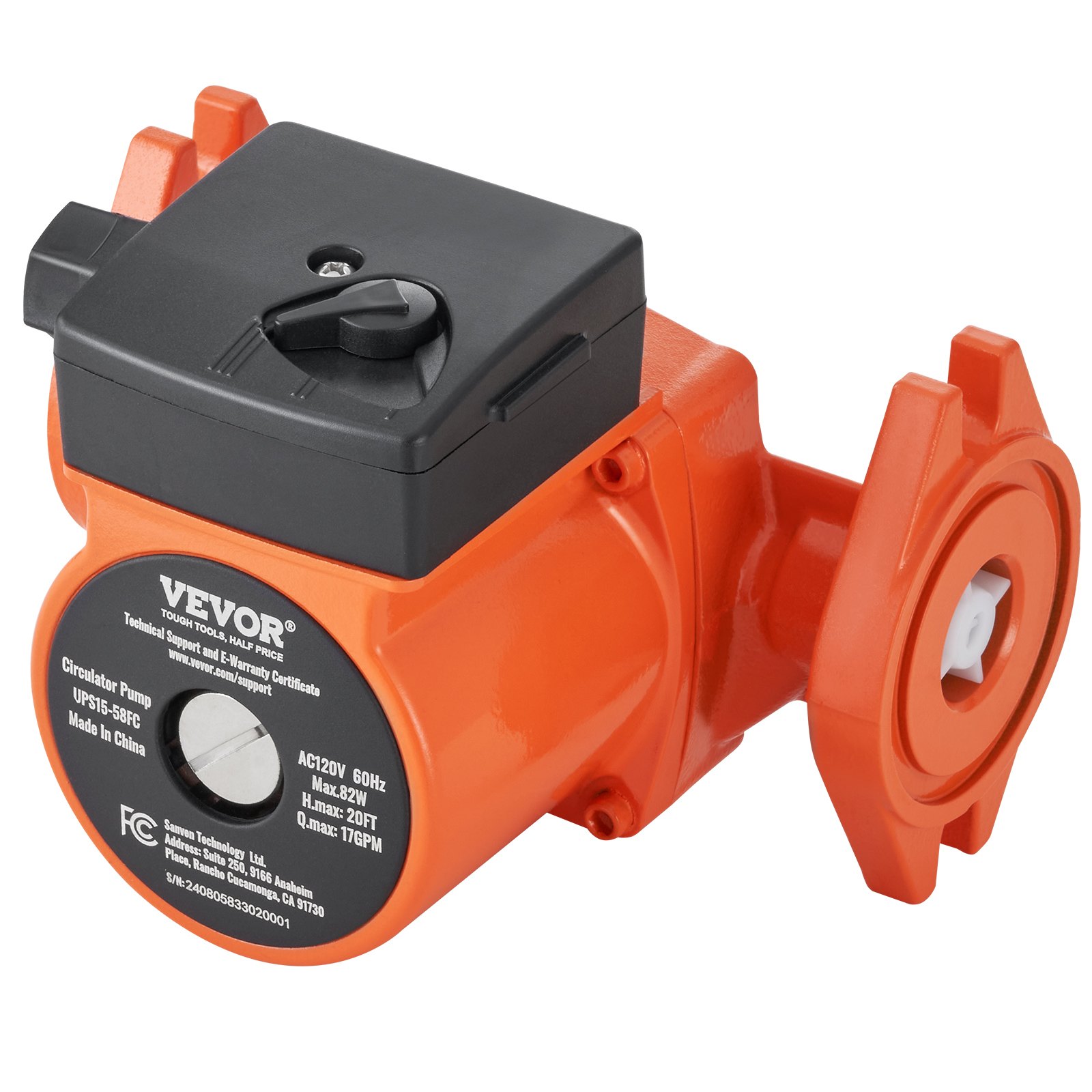 UPS15-58FC Hot Water Circulation Pump 110V 82W 17 GPM Recirculating Pump