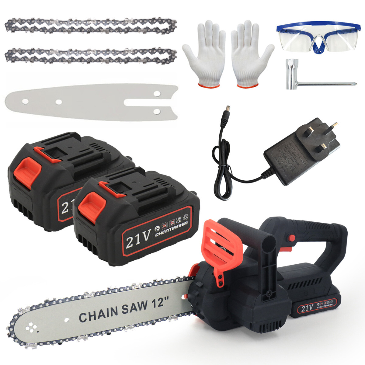 Main product image of 12-inch Cordless Brushless Electric Chainsaw with 2 Batteries and Charger
