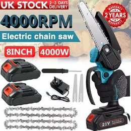 8-Inch Cordless Chainsaw 2 Batteries 21V Li-ion Battery And Charger