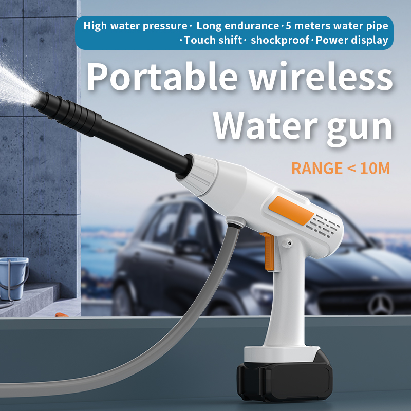 Cordless High-Pressure Water Gun,21V Lithium Battery148w Power Portable Car WashGardenOutdoor Cleaning