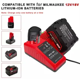 Replacement Li-ion Battery Charger Multi Voltage Charger For Milwaukee M18 14.4V-18V 48-11-1850 48-11-1840 48-11-1828 48-11-1815