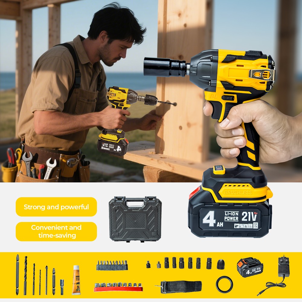 1 2 Cordless Electric Impact Wrench Drill Gun Ratchet Driver W 2 Battery