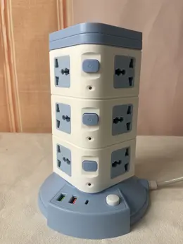 12 Way Tower Extension Lead Plug Socket USB Multi Socket Vertical Power Strip