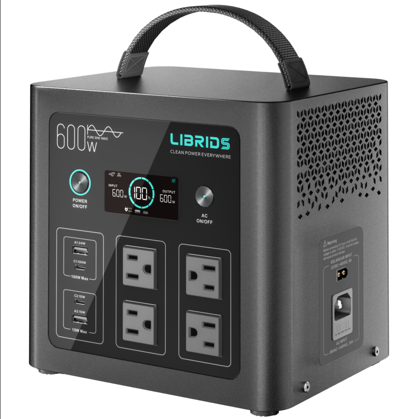 Main product image of Portable Power Station C600, 640Wh LiFePO4 Battery, 600W -Peak 1200W Solar Generator, 1.5H Fast Charge, 10ms UPS, 8 Ports-4 AC For Camping, Home Backup Outages
