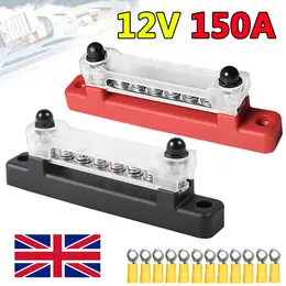 2X 12 Terminal Block Bus Bar & Cover 12V Distribution Bus Bar Auto Boat Power W