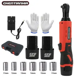 2 Batteries Cordless Right Ratchet 3 8' 90 100Nm Electric Power Ratchet Wrench