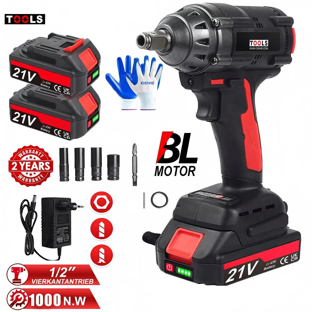 10o0 Nm Cordless Impact Wrench, Cordless Ratchet Wrench, Brushless, For 21V