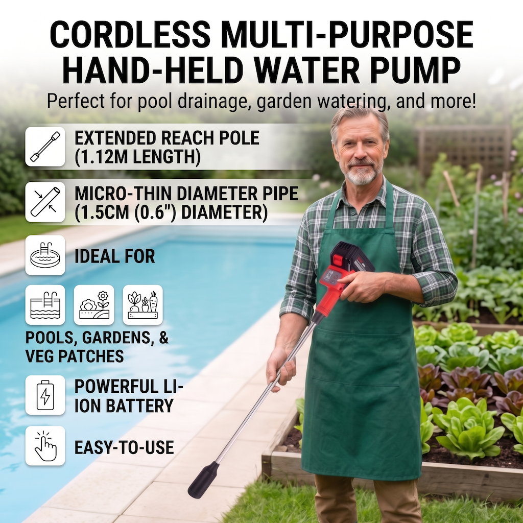 Rechargeable Lithium Battery Water Pump, Handheld Long Pole Multi-functional Water Pump For Swimming Pool Drainage, Garden And Vegetable Plot Irrigation