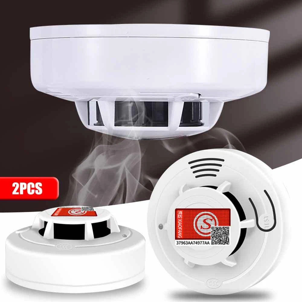 2 X Home Fire Alarm Smoke Detector Gas Sensor Twin Pack With Batteries 10 Year