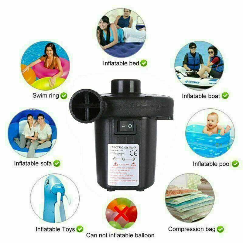 ELECTRIC AIR PUMP INFLATOR FOR INFLATABLES CAMPING BED MATTRESS SWIMMING POOL