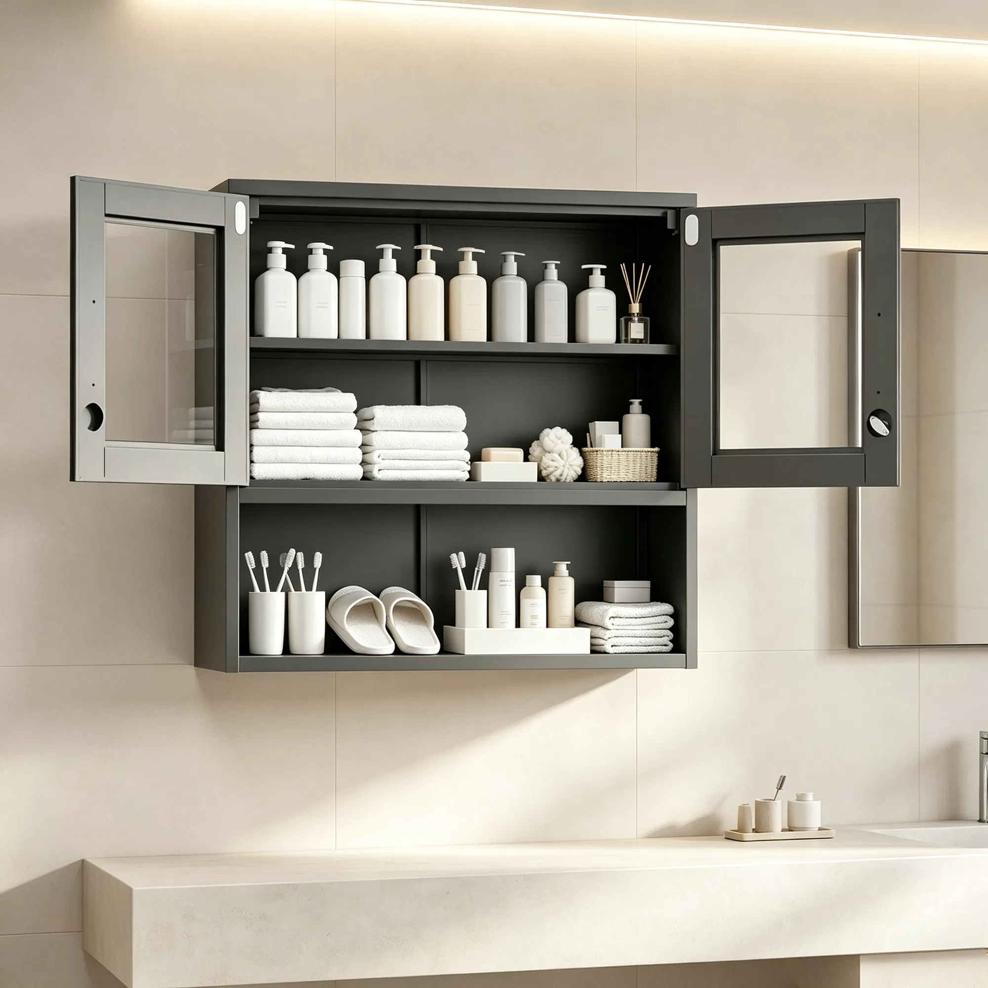 Main product image of Steel Wall Cabinet, Black, 31.50"W x 31.50"H x 11.81"D