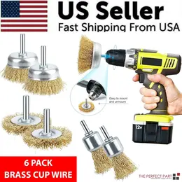 Product image of 6-Piece Wire Brush Set, Cup and Wheel, 1/4 inch Shank Drill Attachment