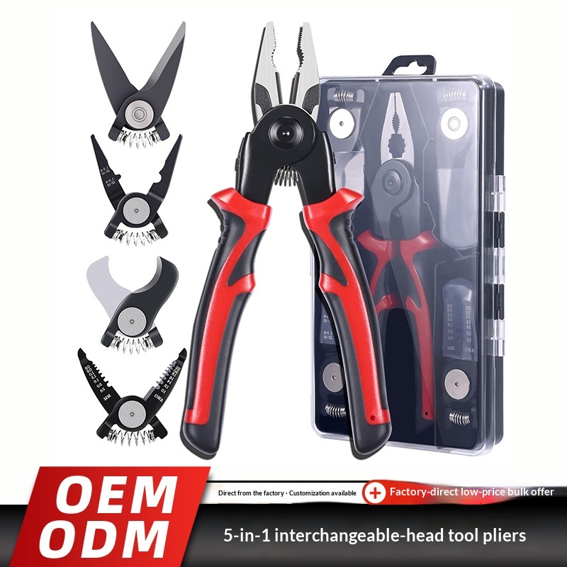 Main product image of Multi Functional Tool Pliers, Five In One Head Changing Steel Wire Pliers, Tiger Pliers, Scissors, Electrician Wire Stripping Pliers, Cable Cutters, Crimping Pliers