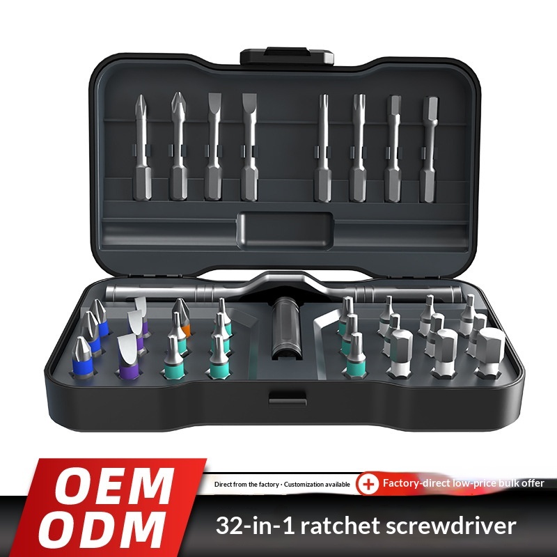 Main product image of Cross Border New Multifunctional Ratchet Screwdriver Set 32 In One Magnetic Suction High Hardness Batch Head Household Maintenance Tool