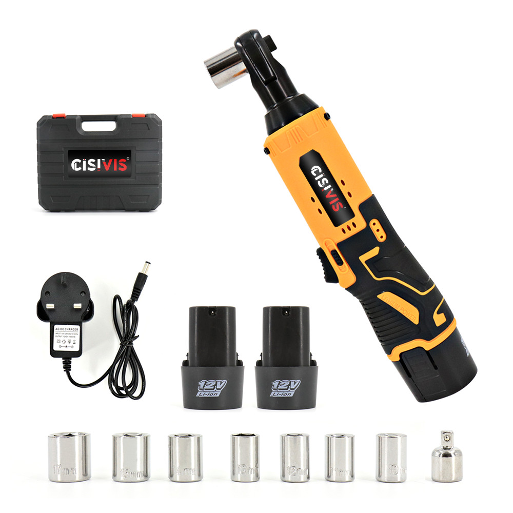 Main product image of Cordless 3/8 Inch Right Angle Ratchet Wrench, 580 Nm, 2 Batteries