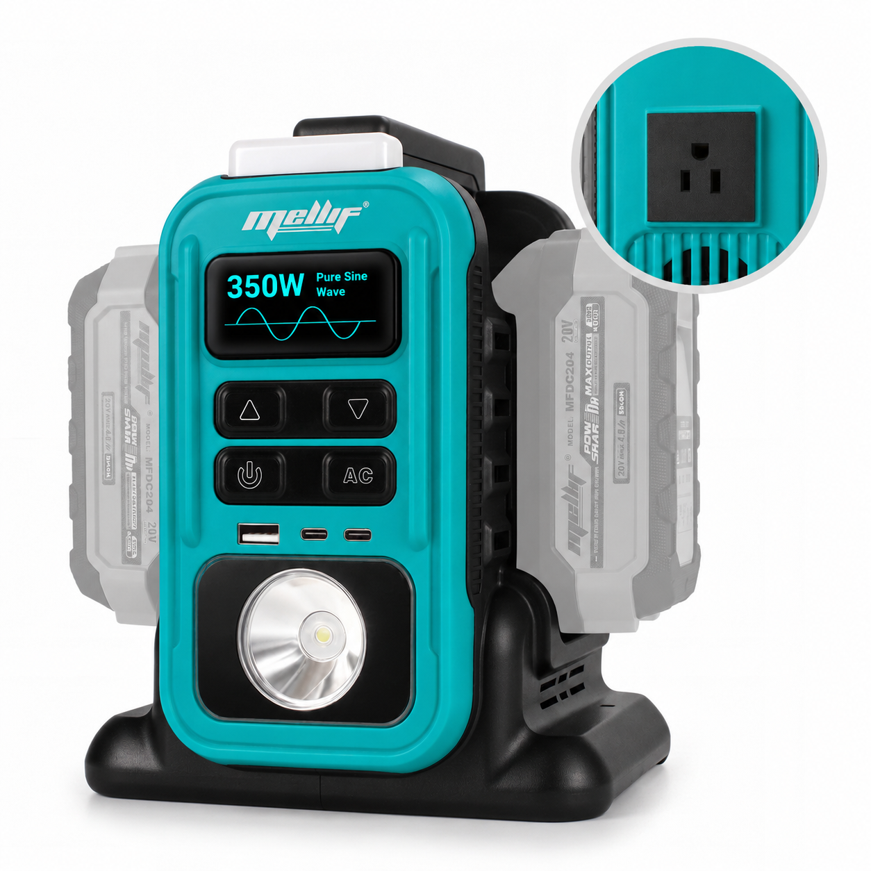 Main product image of Mellif 350W Pure Sine Wave Inverter, Charger Not Included