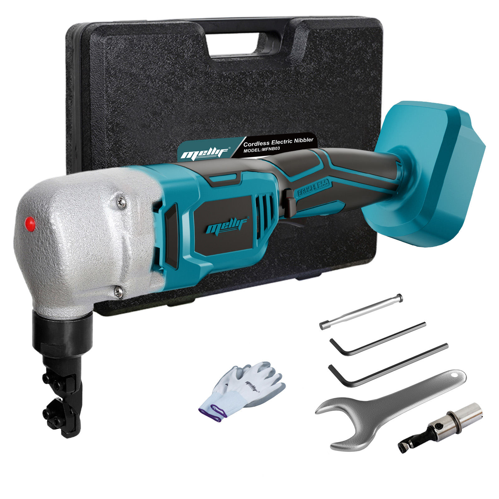 Main product image of Mellif 18V Brushless Metal Nibbler, 1200 RPM, 360-Degree Head, for Makita 18V Batteries