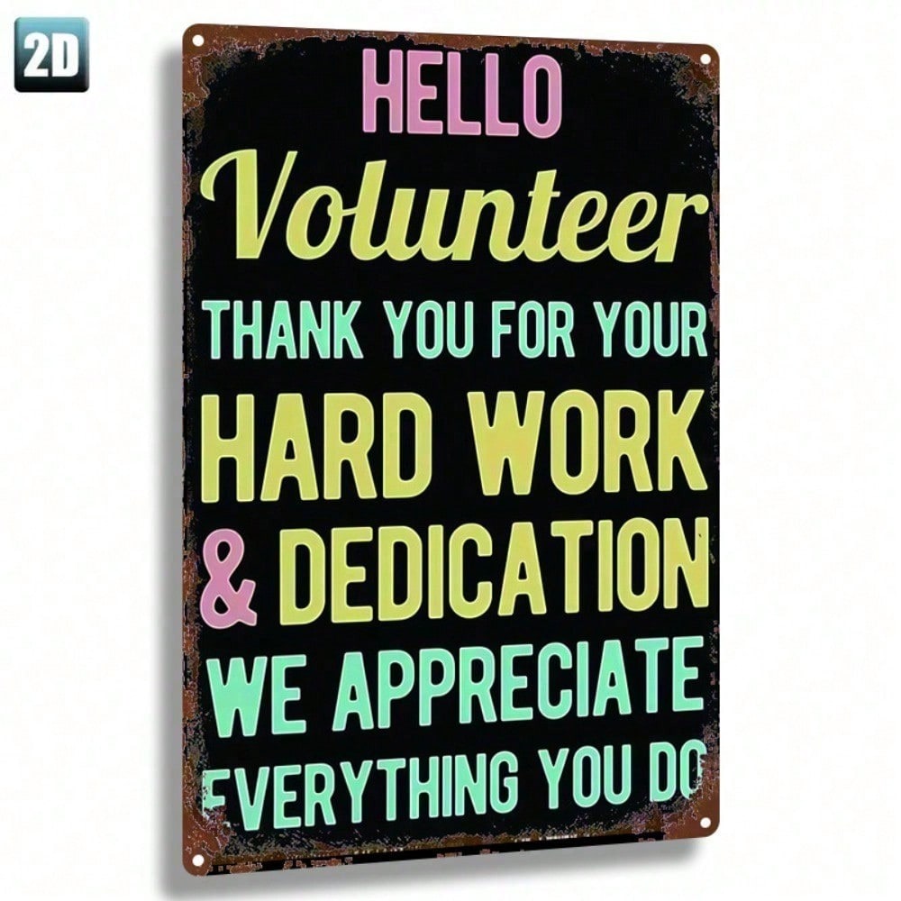 Main product image of Metal Wall Sign, 'Hello Volunteer' Message, 8x12in