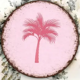 Product image of 8x8in Round Palm Tree Graphic Sign for Wall Mounting