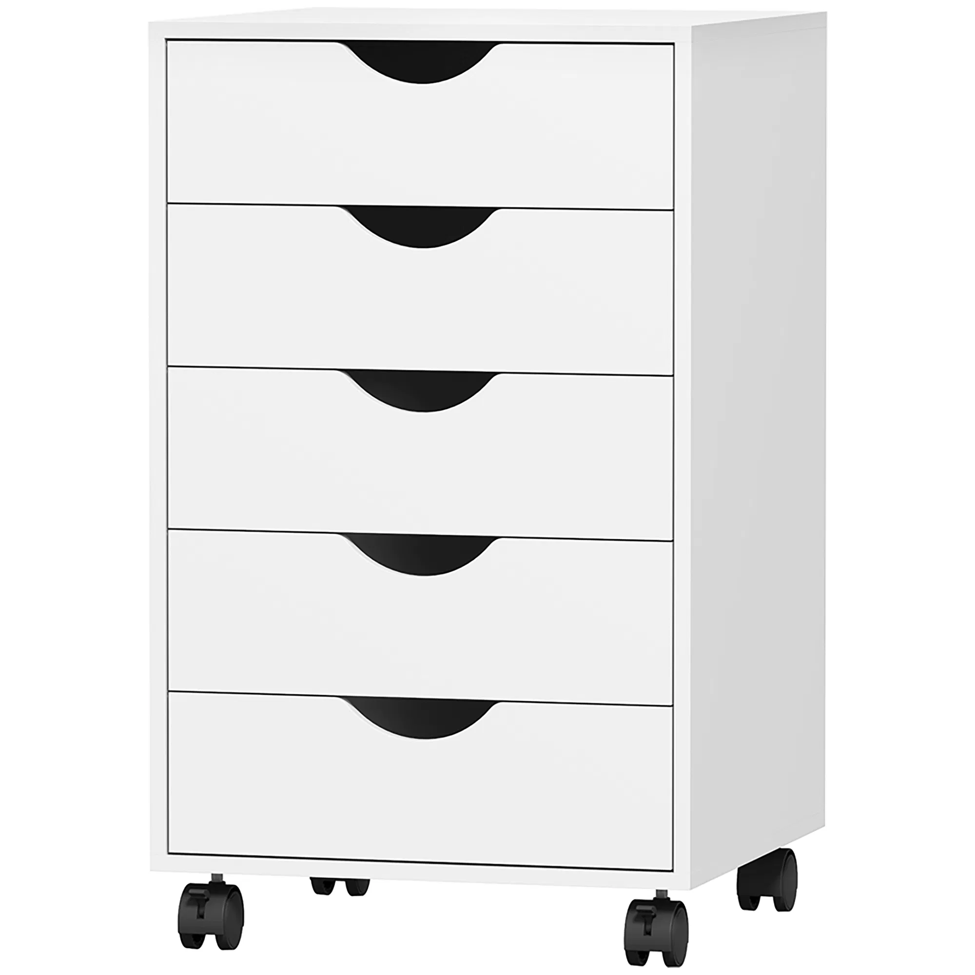 Main product image of White 5-Drawer Mobile File Cabinet, 15.7 x 15.7 x 26.4 inches