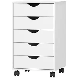Product image of White 5-Drawer Mobile File Cabinet, 15.7 x 15.7 x 26.4 inches