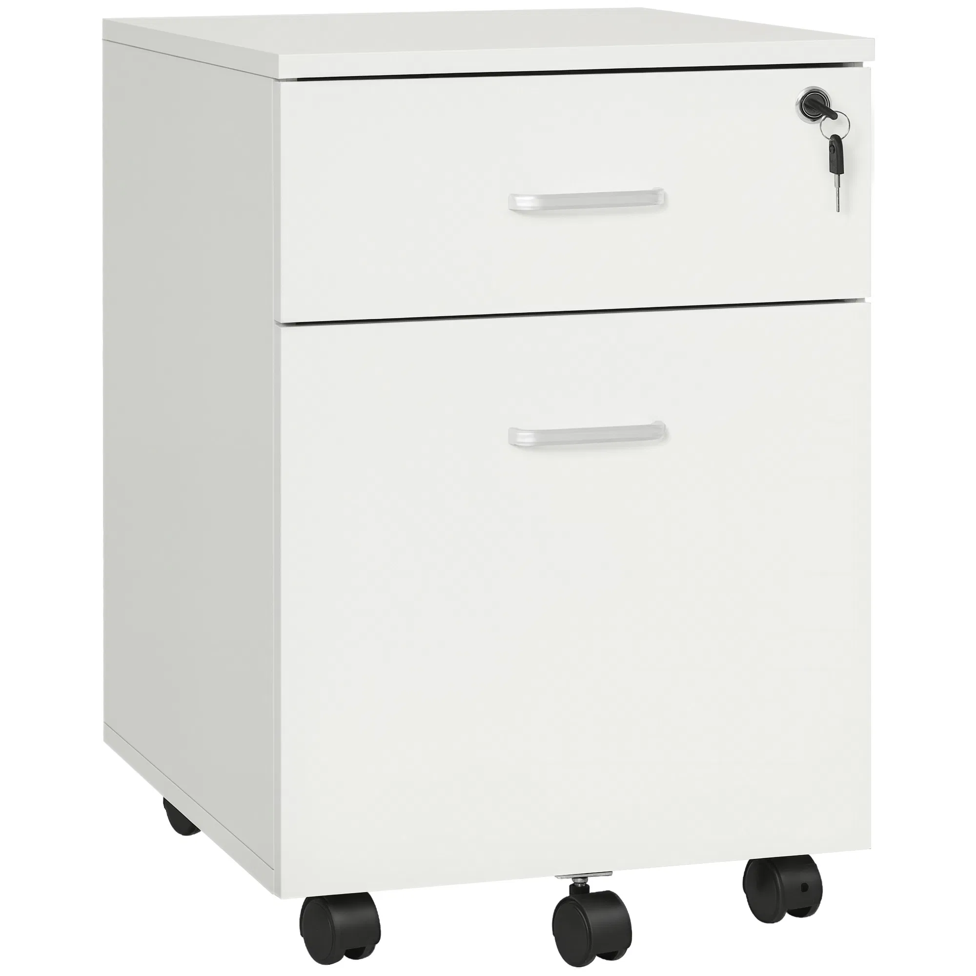 Main product image of 2-Drawer Mobile Filing Cabinet with Lock and Keys, White