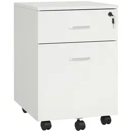 Product image of 2-Drawer Mobile Filing Cabinet with Lock and Keys, White
