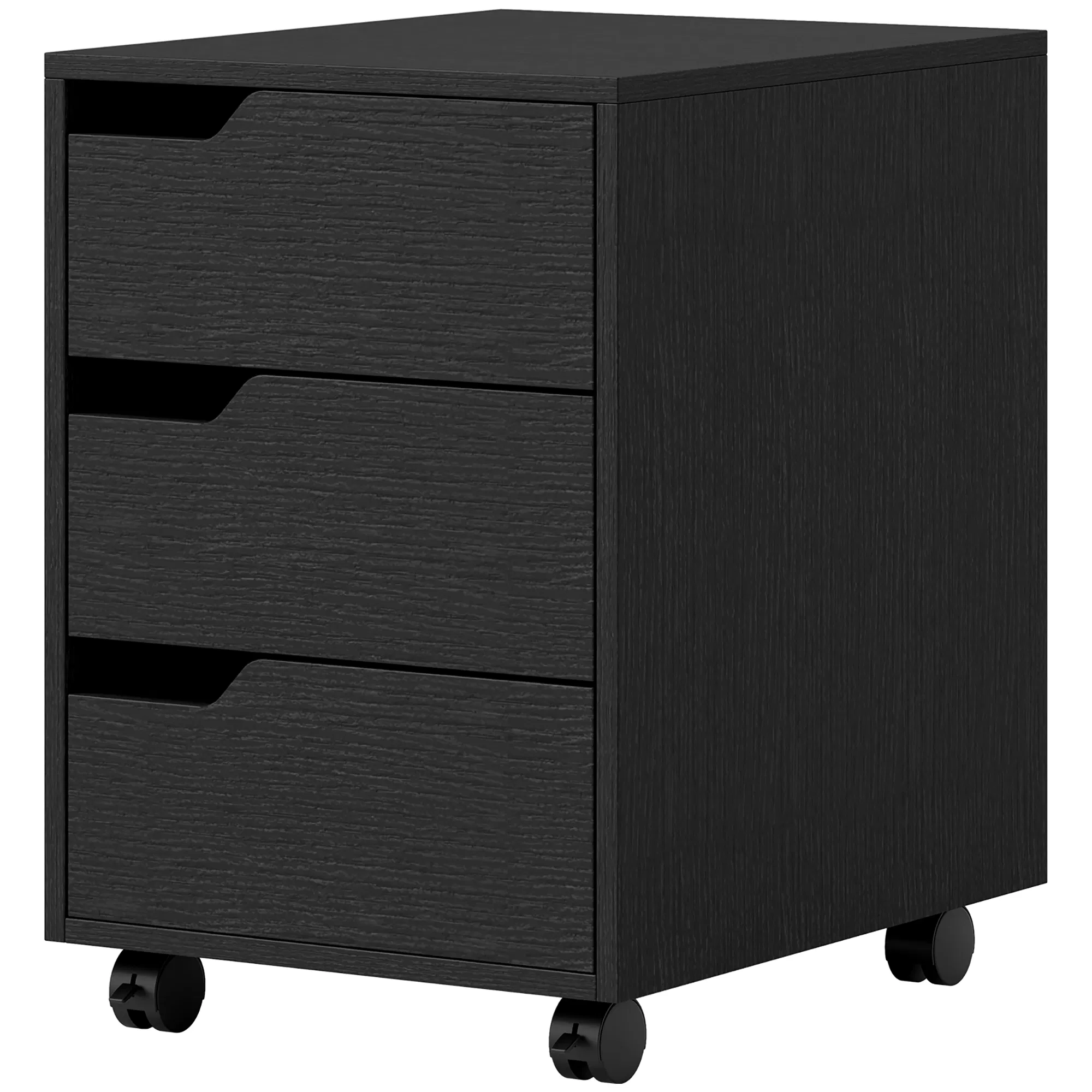 Main product image of 3-Drawer File Cabinet & Printer Stand, Black, with Wheels