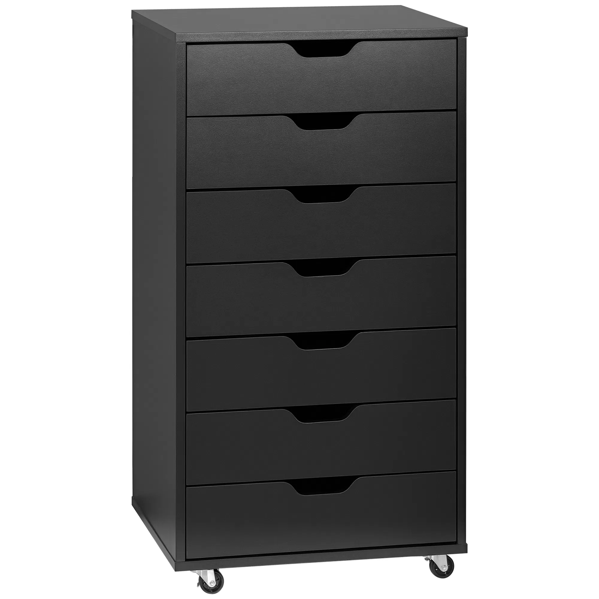 Main product image of 7-Drawer Vertical File Cabinet with Wheels, 18.7"x15.6"x35.4", Black