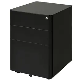Product image of 3-Drawer Mobile Metal Filing Cabinet, Legal/Letter/A4 File, Black