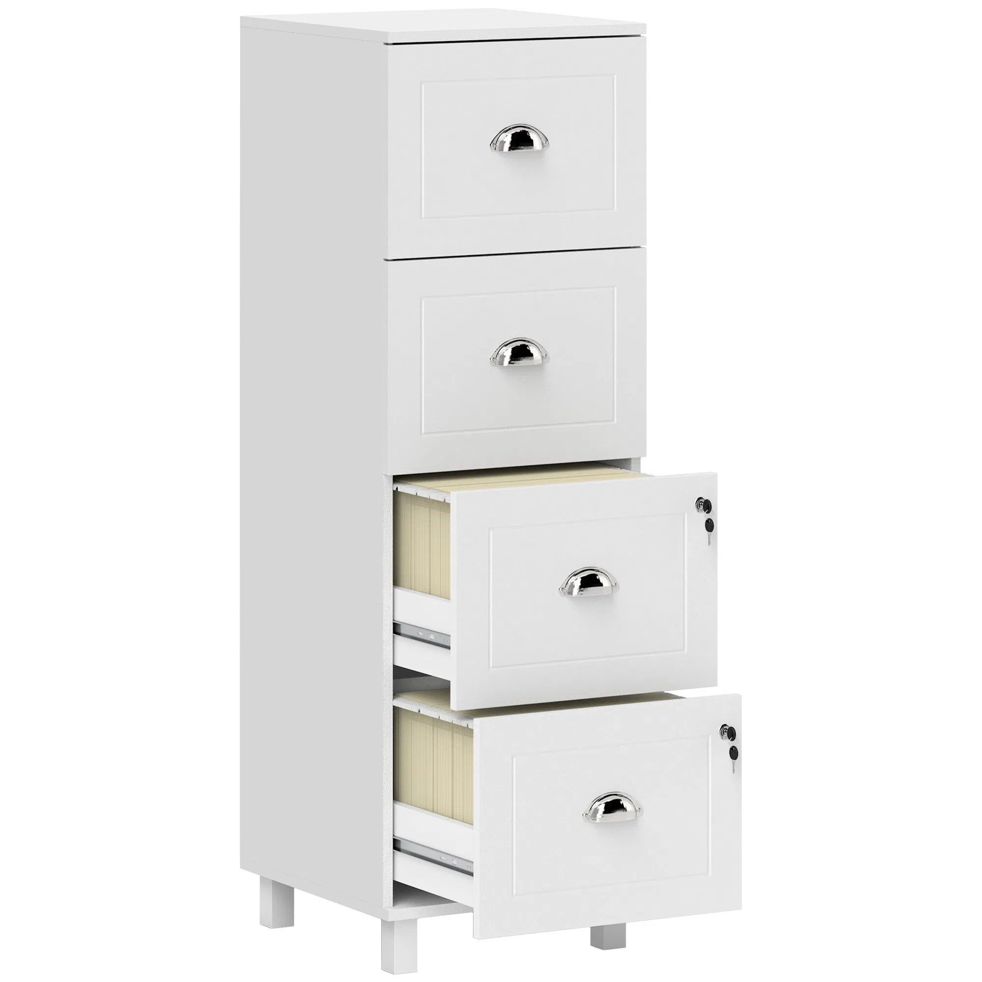 Main product image of 4-Drawer File Cabinet with Lock, A4 Letter Size, White