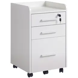 Product image of 3-Drawer File Cabinet with Lock, Wheels, Letter/A4 Hanging Bars, White