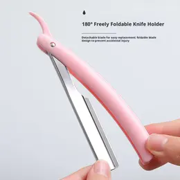 Eyebrow blade folding knife holder-pink-1 pack