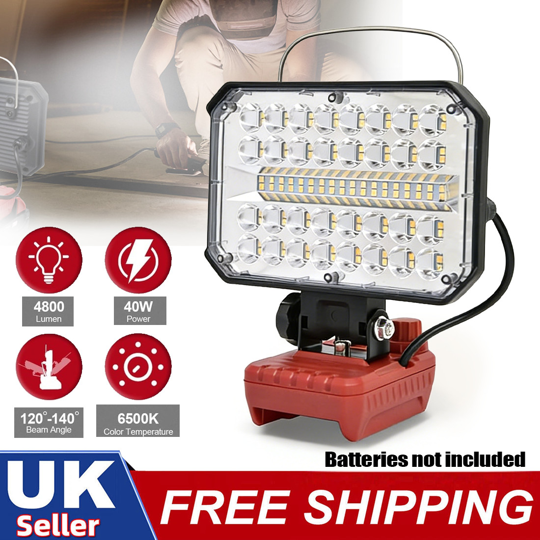 Main product image of LED Work Light Cordless For Milwaukee M18 18V Battery USB Port Outdoors Lamp