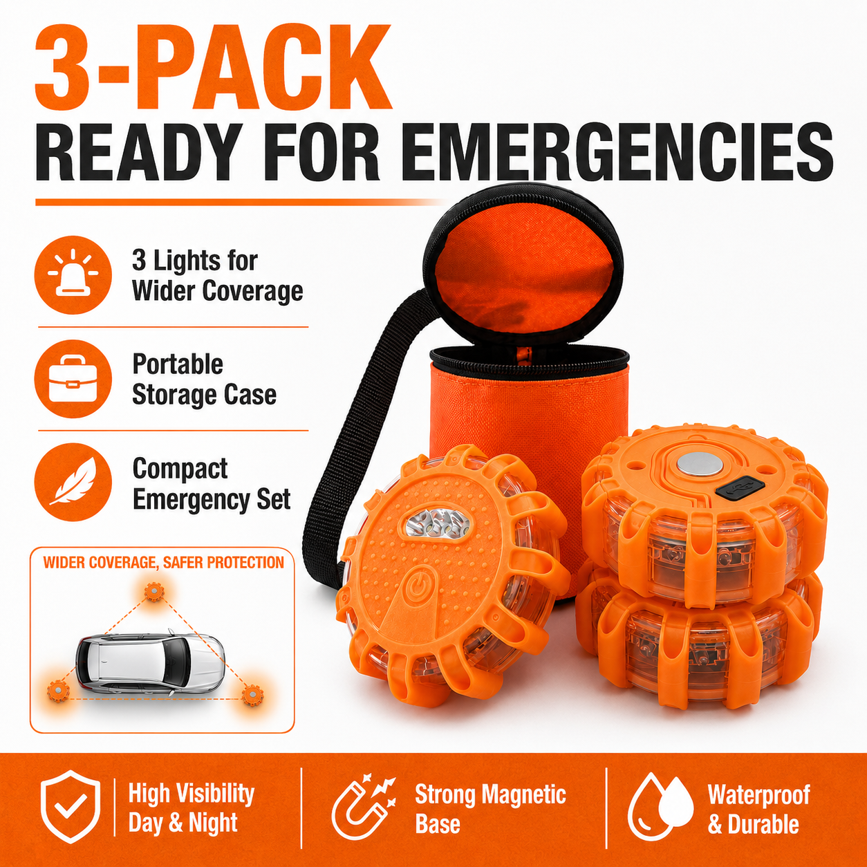 Main product image of HB 328C Rechargeable LED Warning Light for Roadside Emergency