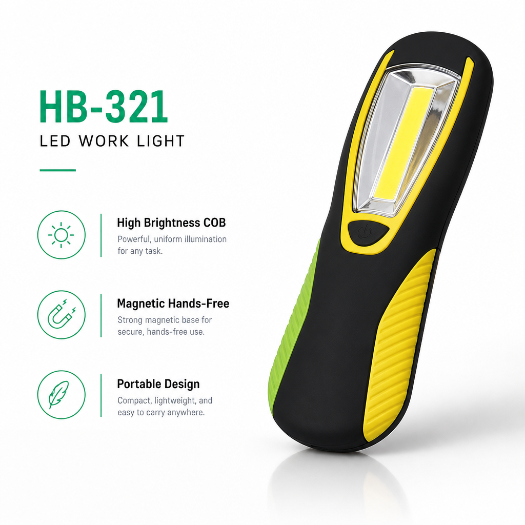 Main product image of HB 321 LED Work Light 3W Magnetic Base Hanging Hook For Auto Repair Workshop Factory