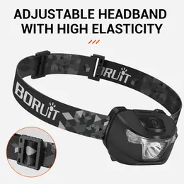 Product image of BORUiT BR01 White & Red LED Mini Headlamp, 240LM, 4-Mode, Waterproof, AAA Battery