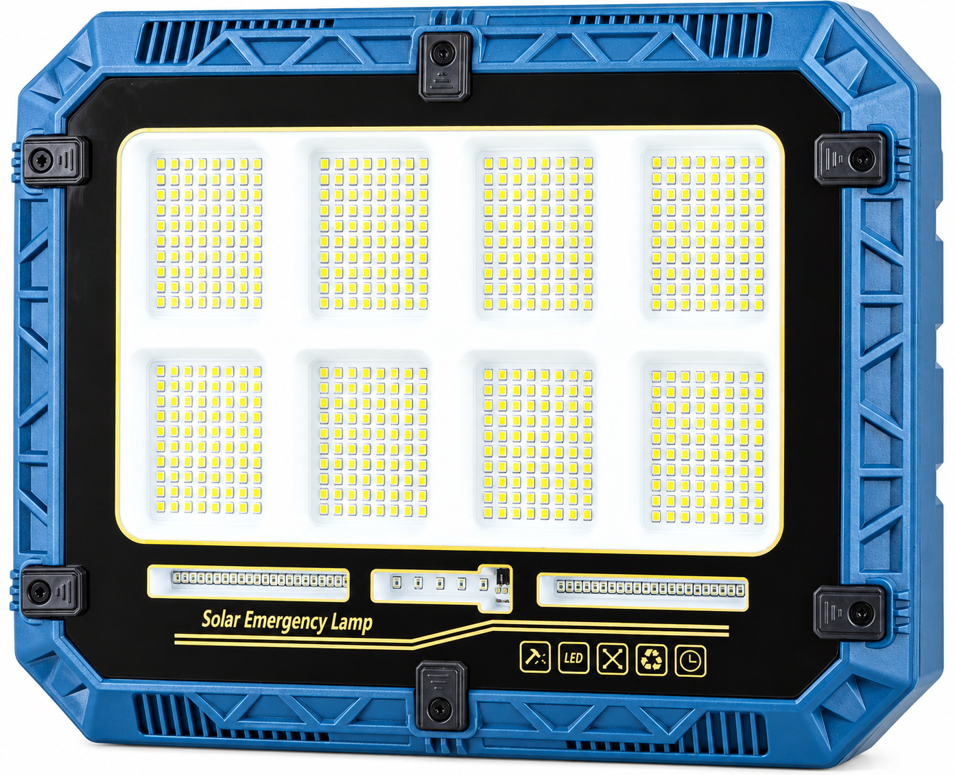 Main product image of W8113 4 LED Safety Light, Solar Rechargeable, 18650 Battery Display