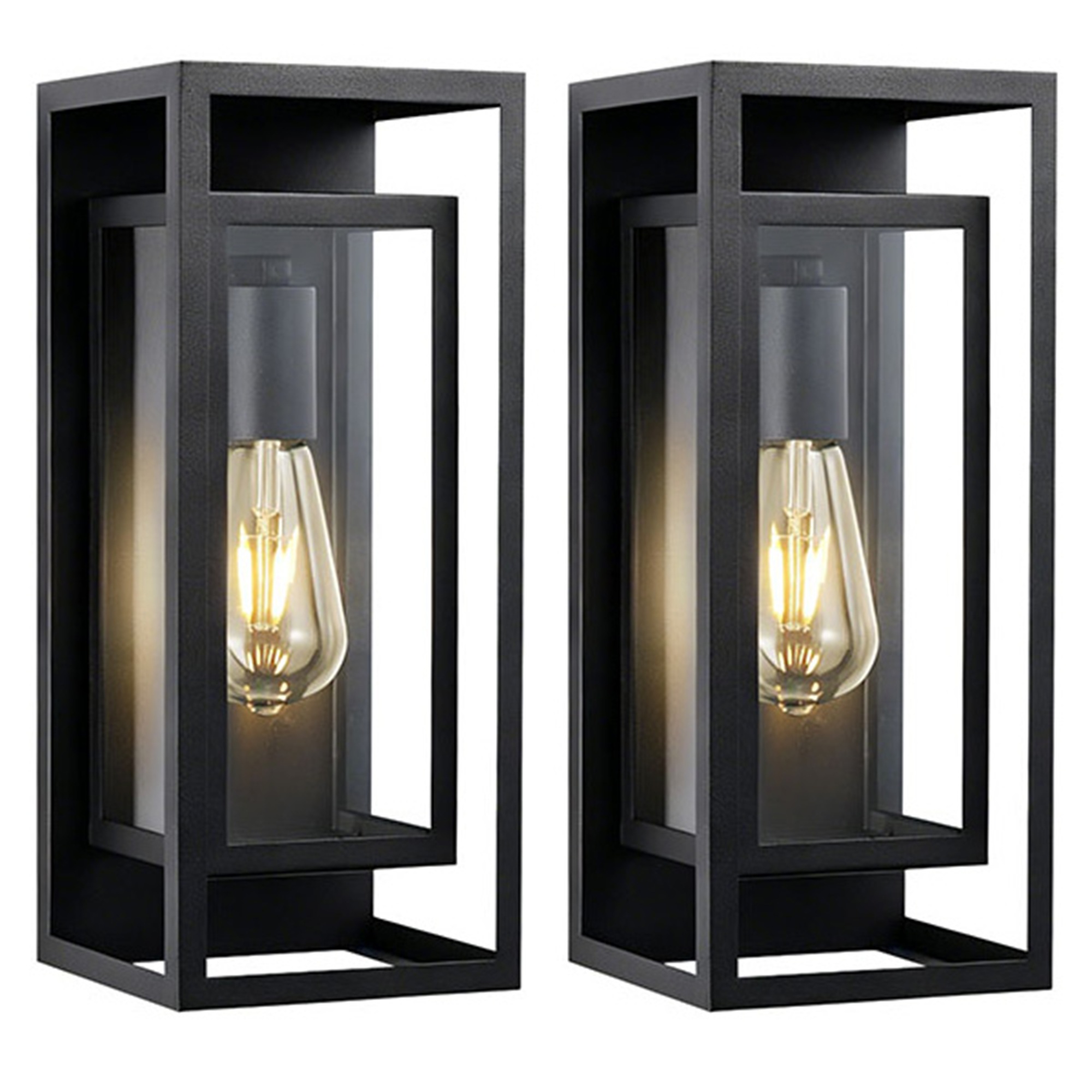Main product image of 14-inch Black Outdoor Wall Light with Clear Glass Shade, 2-pack