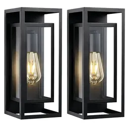 Product image of 14-inch Black Outdoor Wall Light with Clear Glass Shade, 2-pack