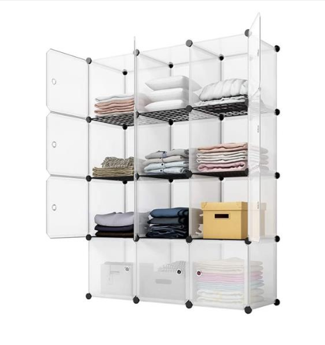 Main product image of 4-layer 12 Grid Plastic Wire Mesh With Door Cube Piece Storage Rack