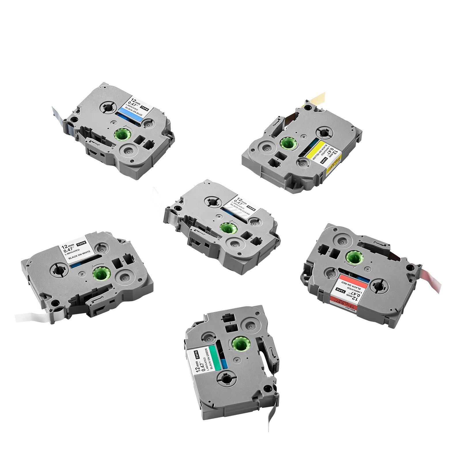 Label Maker Tape, 6 Pack, 0.47 In / 12 Mm Colored Label Maker Refills Compatible For Various Types Of Brother P-Touch, Replacement For Letra Tag TZe-131 TZe-231 TZe-431 TZe-531 TZe-631 TZe-731