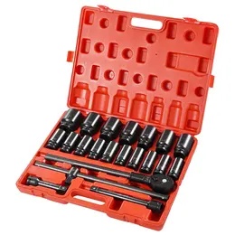 Impact Socket Set 3/4 Inches 22 Piece Deep Impact Sockets, Socket Assortment 3/4 Inches Drive Socket Set Impact Standard SAE Sizes 7/8 Inches To 2 Inches Includes Adapters And Ratchet Handle