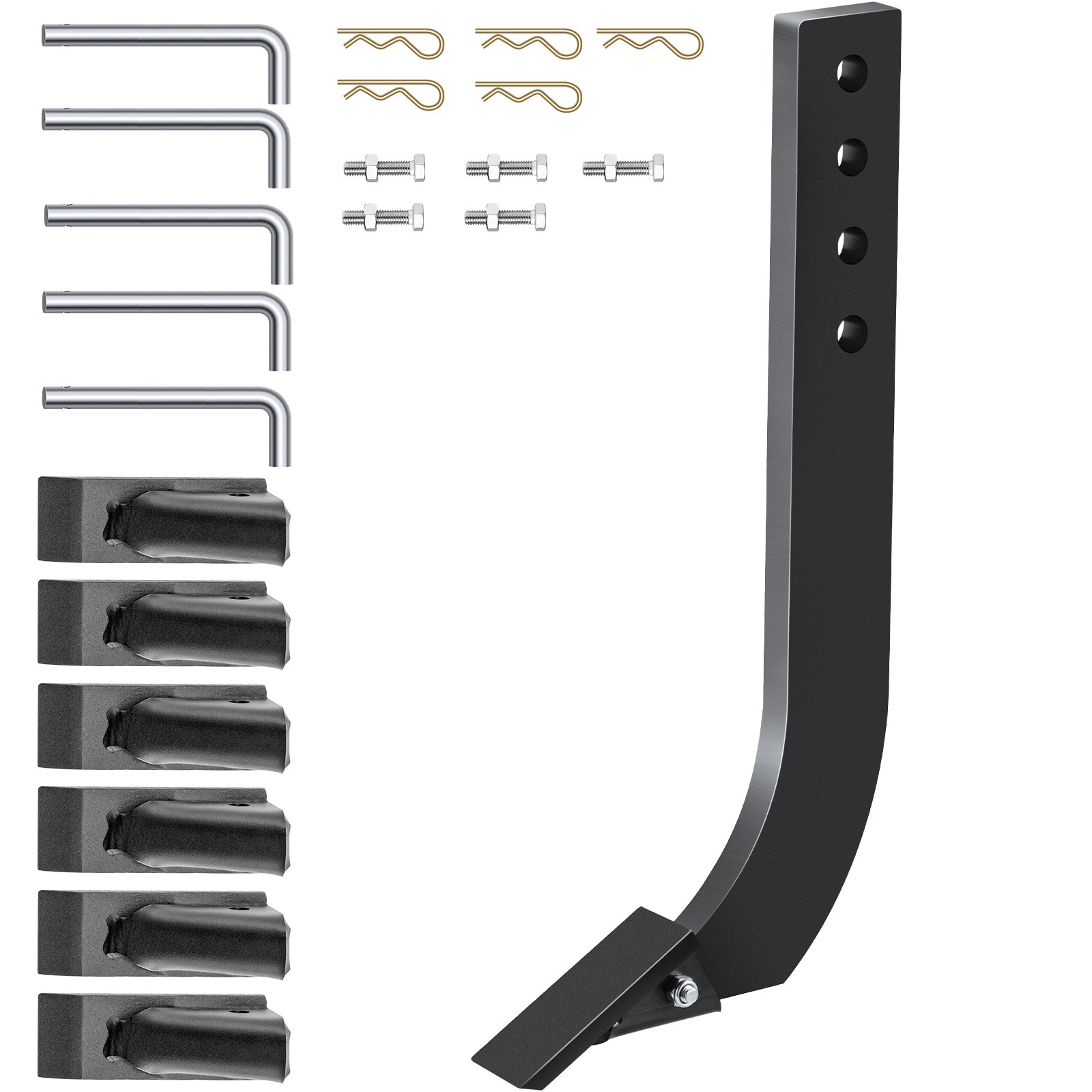 Box Blade Shank, 18" Scarifier Shank, 4 Holes Box Scraper Shank, Ripper Shank With Removable Tapered Teeth And Pins, Adjustable Shanks Assembly For Replacement, Digging, Plowing, 5PCS