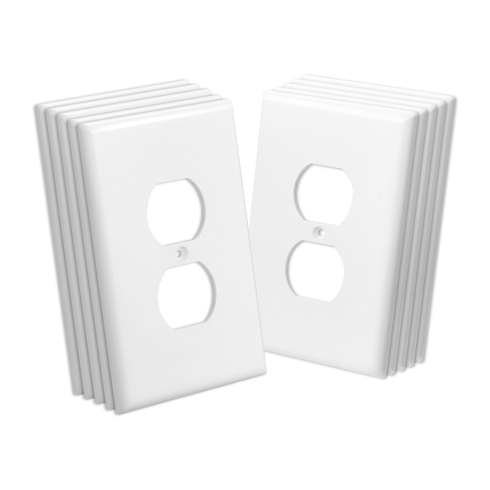 1-Gang Duplex Outlet Covers, 10 Pack Standard Size Wall Outlet Cover, Unbreakable And  Impact-Resistant Polycarbonate Thermoplastic, Dual Receptacle Faceplate, For Electrical Outlets, White